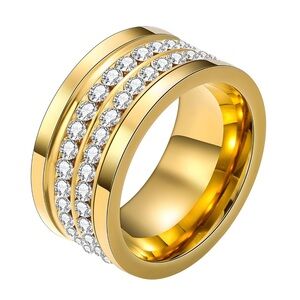 Elegant Gold Band with Silver Accents